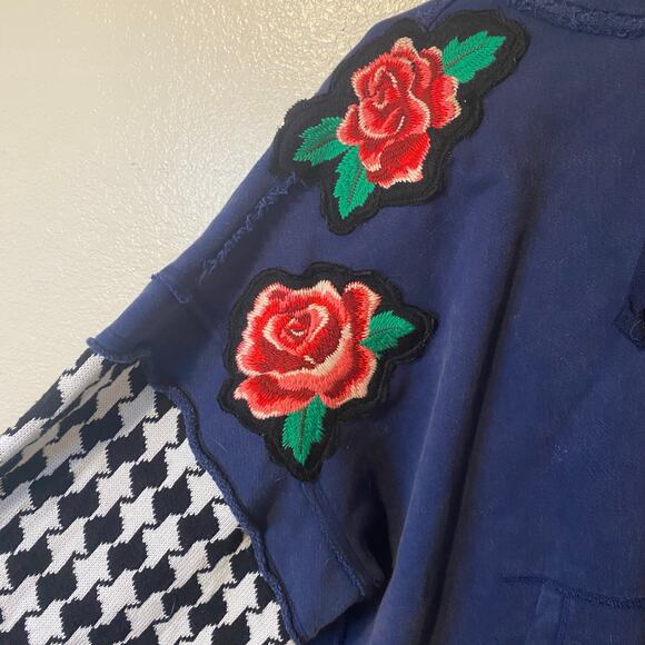 NEW Free People We The Free Rose Funk Navy Hoodie Sweatshirt Size Large NWT - Picture 3 of 10